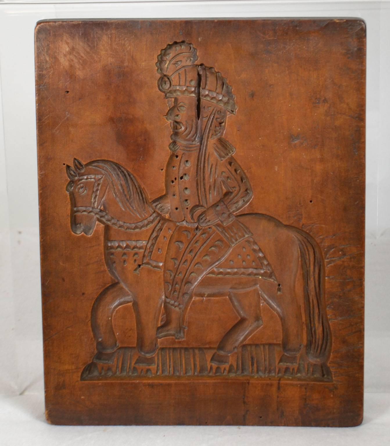 Stampo in legno per pan di zenzero (cavaliere), 1860-1880 circa.