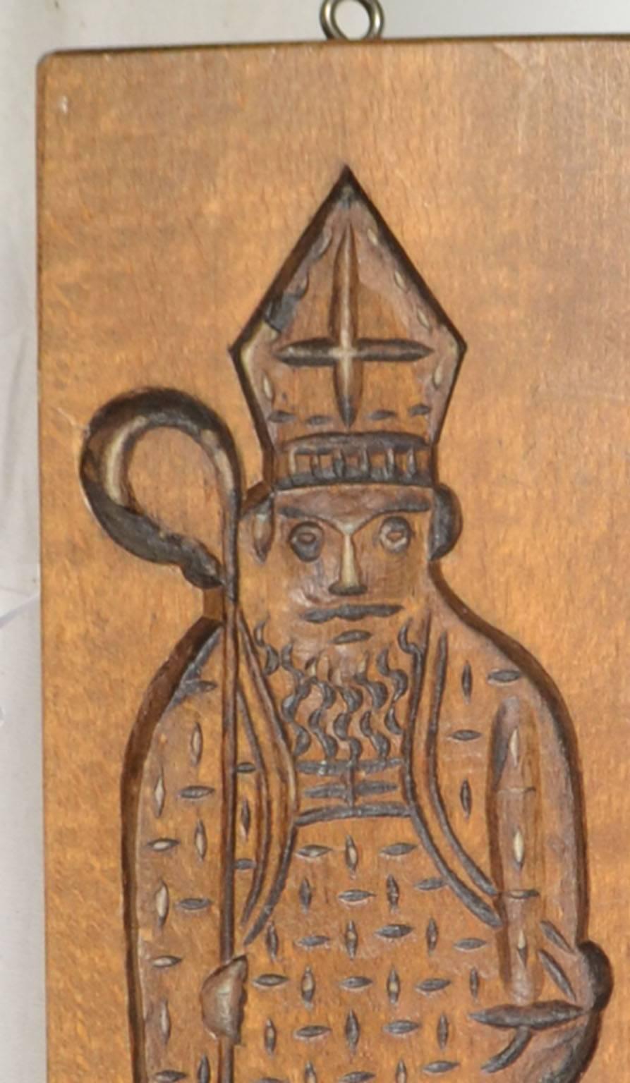 Wooden Gingerbread Mold, (Bishop with Staff). 
