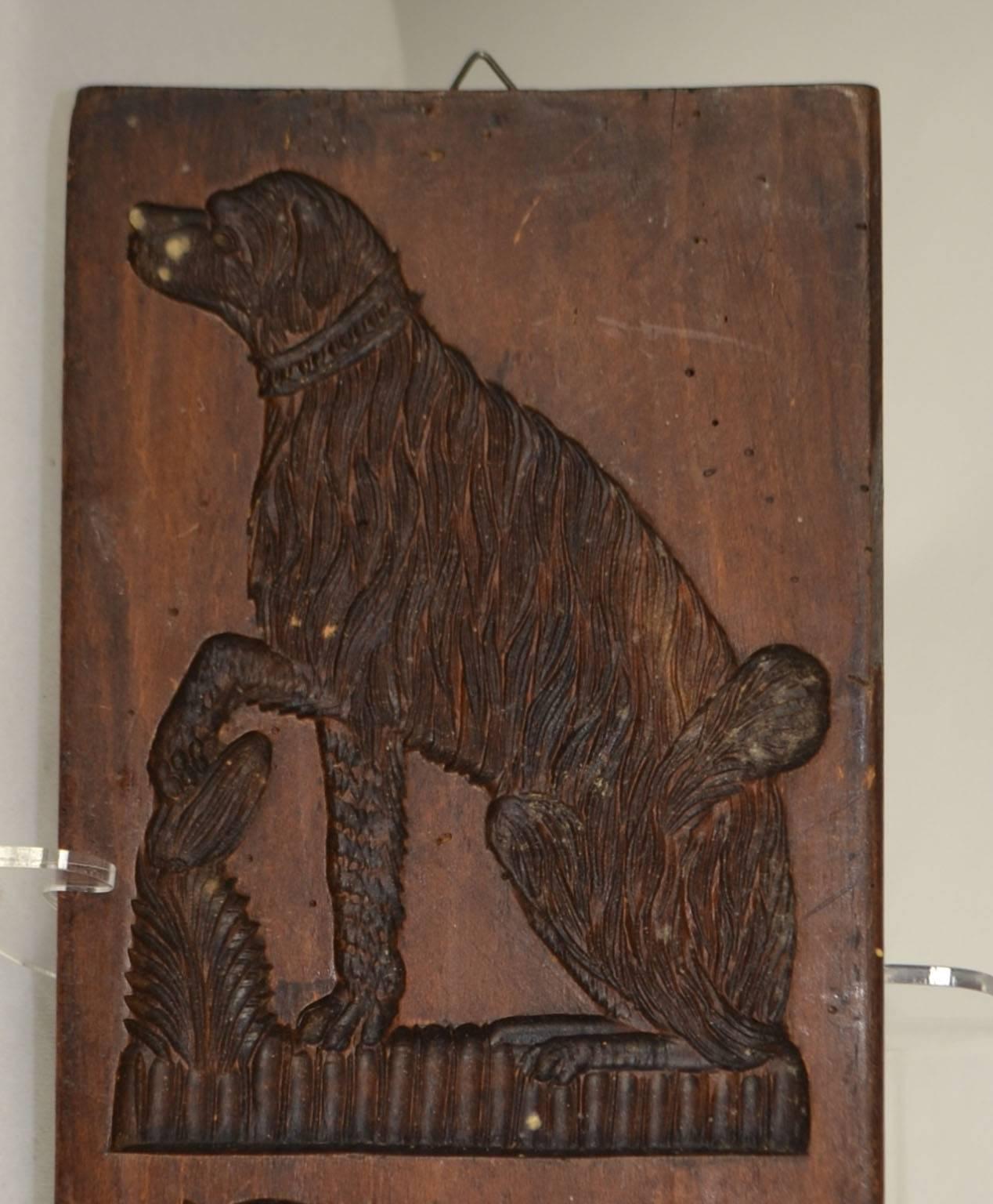 Sculpté Moule à gingembre en bois, chien et chat en vente