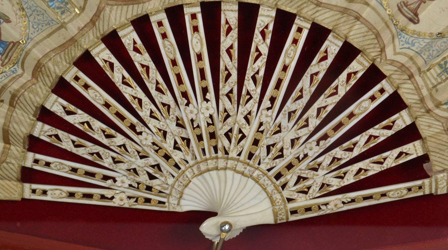 French Framed 18th Century Hand-Painted Fan