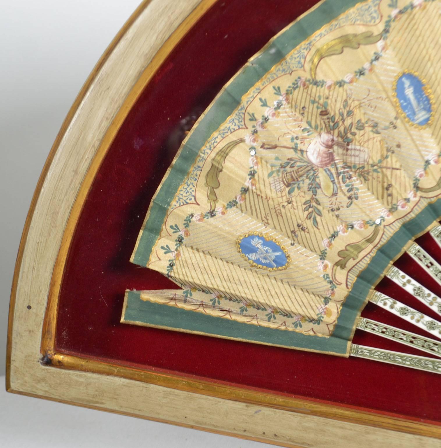 French Framed 18th Century Hand-Painted Fan