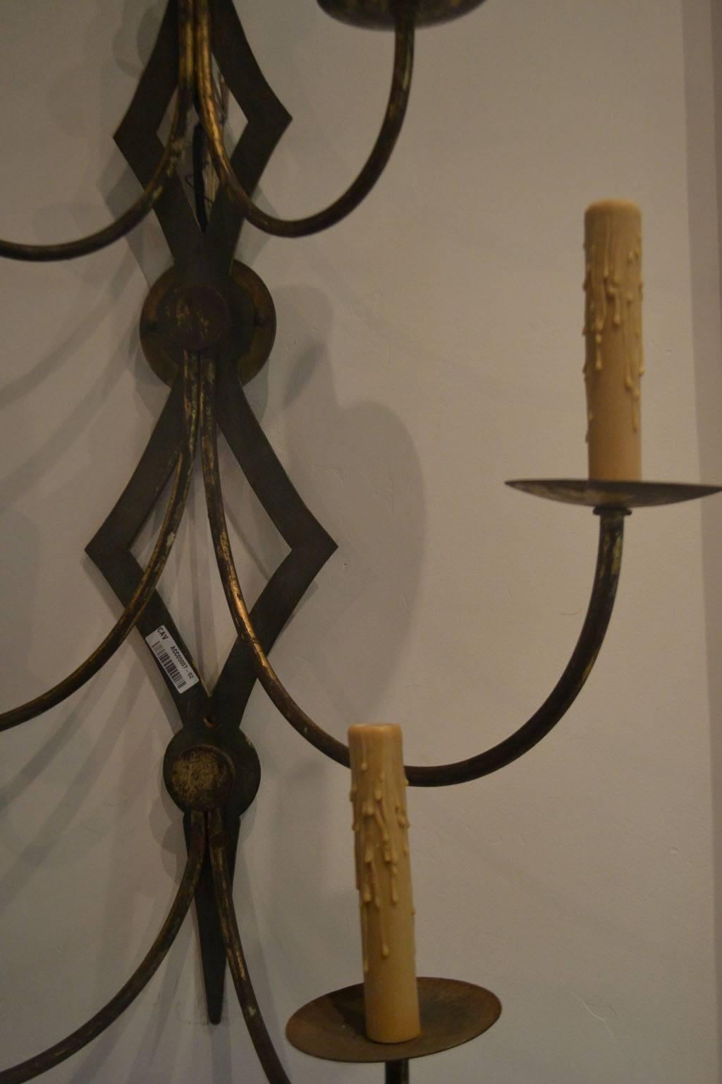 Mid-20th Century Pair of Iron Sconces In Good Condition For Sale In Vista, CA