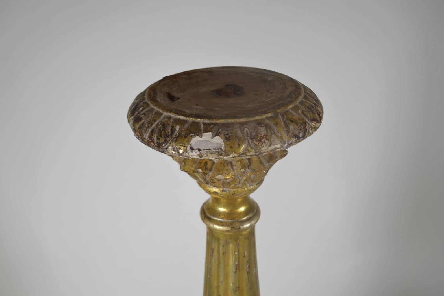 French Louis XVI  Giltwood Candlestick For Sale