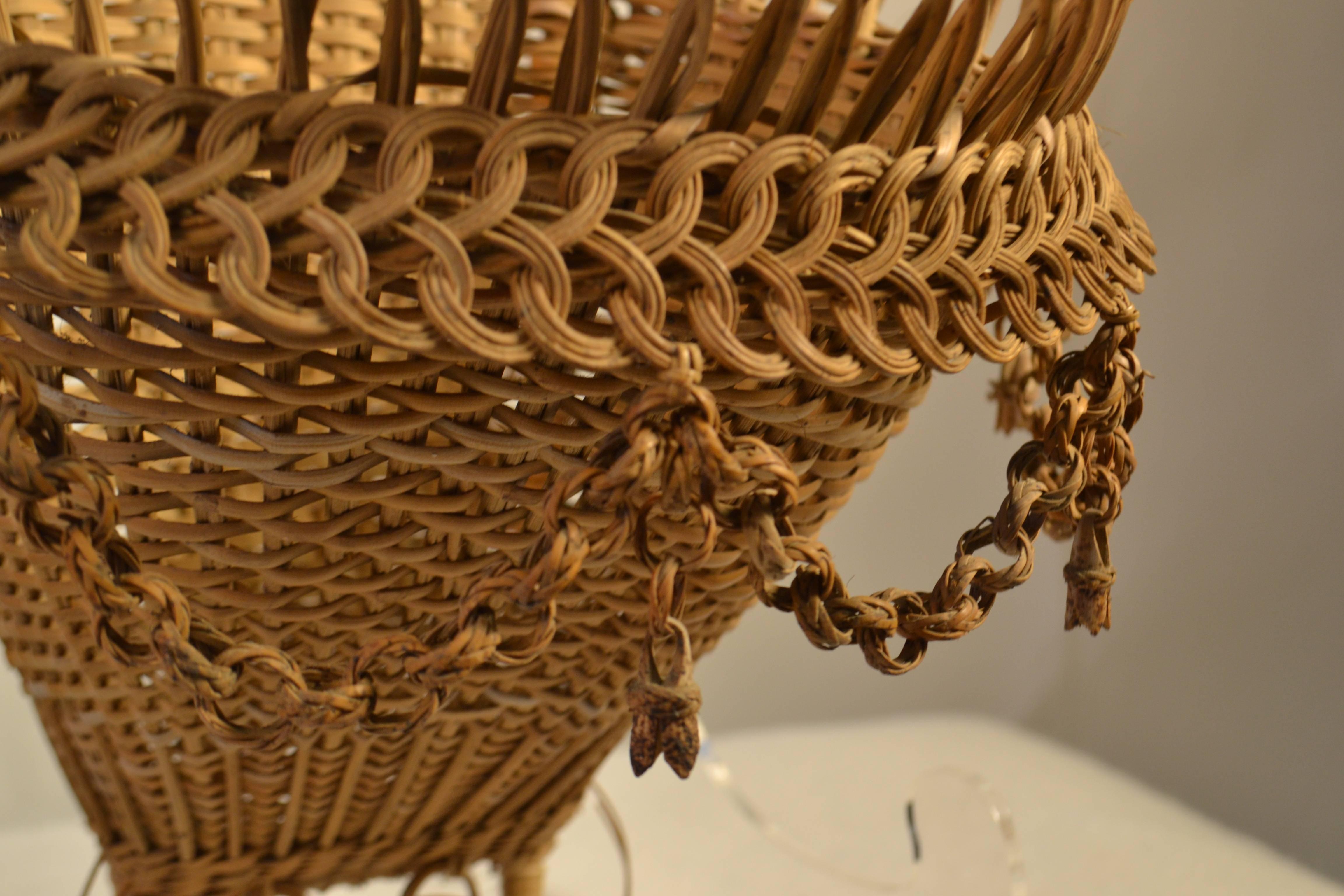French 20th Century, Wicker Work Basket For Sale