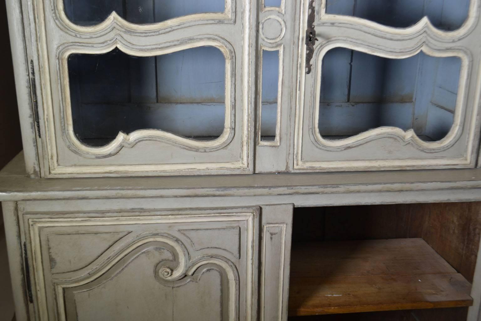 19th Century Painted Buffet Deux-Corps from Normandy For Sale