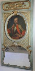 19th Century Parcel-Gilt and Painted Trumeau Mirror with 17th century portrait