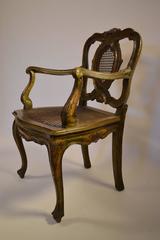 Venetian Carved and Polychrome Armchair