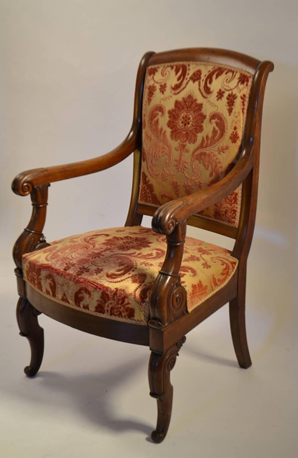 French Pair of Louis-Phillippe Mahogany Fauteuils For Sale