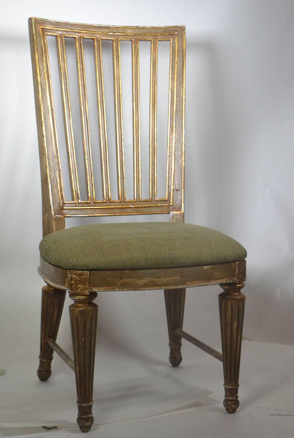 20th Century Suite of Eight Parcel-Gilt and Polychromed Dining Chairs For Sale