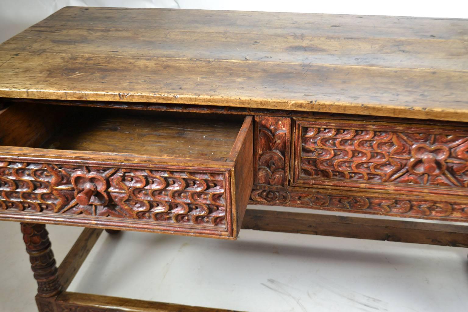 Chestnut 18th Century Spanish Colonial Console Table, Peru