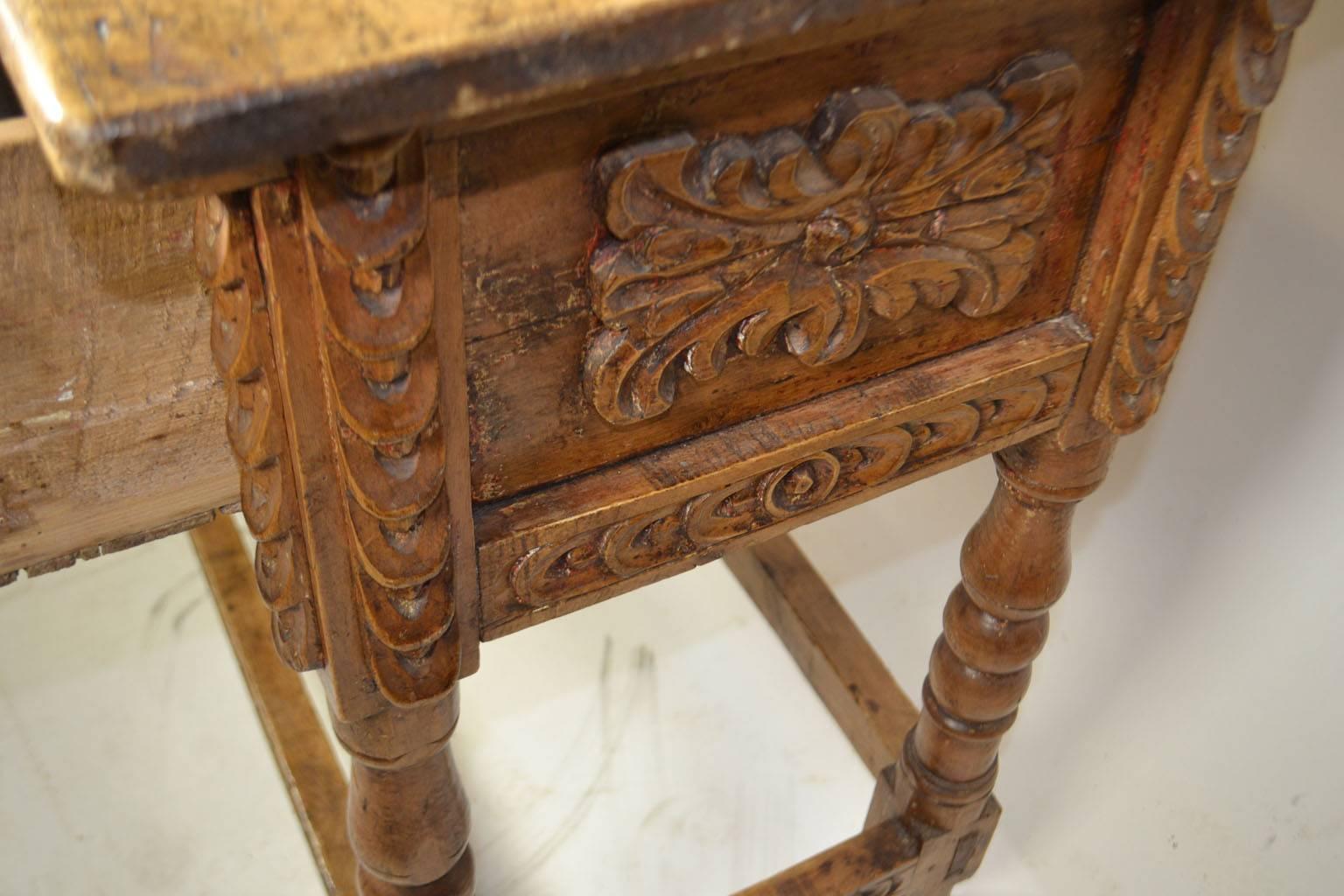 Carved 18th Century Spanish Colonial Side Table, Peru