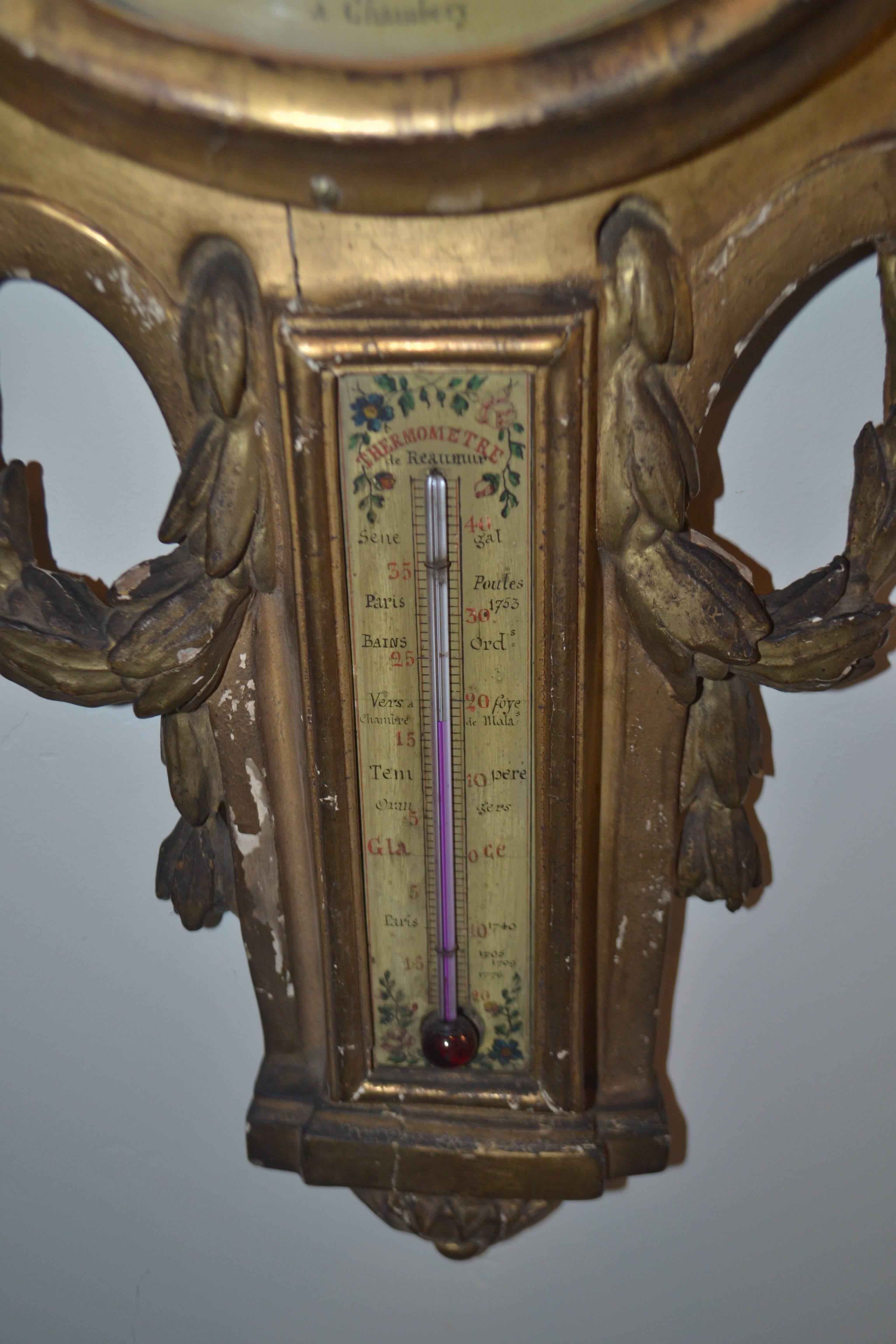 18th Century Louis XV Giltwood Barometer