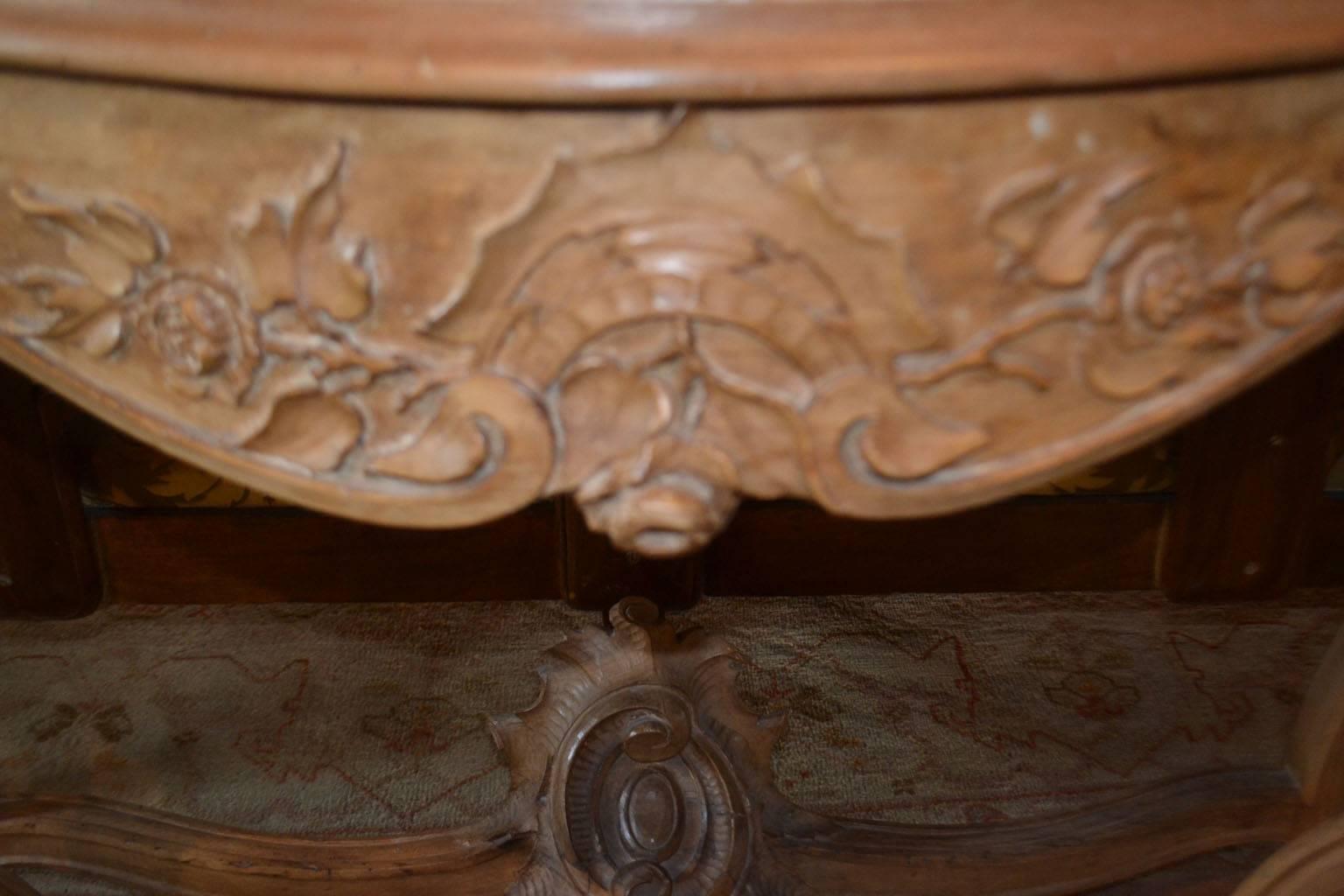 Carved 19th Century Italian, Fruitwood Console Table For Sale