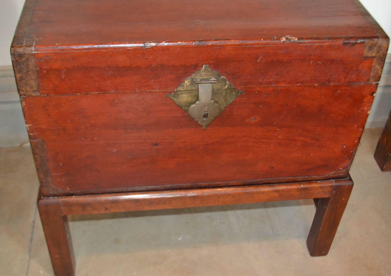 Chinoiserie 19th Century, Chinese Chest on Stand For Sale