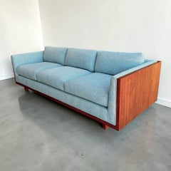 Sofá vintage de teca restaurado, de estilo «Mid Century Modern», al estilo de Milo Baughman