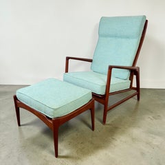 Ib Kofod-Larsen Teak Reclining Lounge Chair & Ottoman for Selig