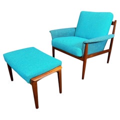 Grete Jalk Teak-Sessel & Ottomane  France & Son, Dänemark  1960s