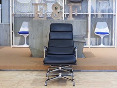 Set of Soft Pad Lounge Chair and Ottoman in Black by Charles & Ray Eames for Vi