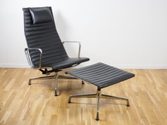 VITRA EAMES ALU CHAIR EA 124 with Ottoman BLACK