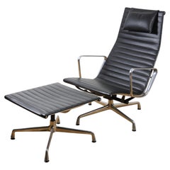 VITRA EAMES ALU CHAIR EA 124 with Ottoman BLACK