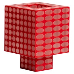 Contemporary 3D-Printed Tesser 8:3 Dots Portable Table Lamp in Cherry - Ridezign