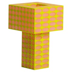 Contemporary 3D-Printed Tesser 5:8 Dots Portable Table Lamp by Ridezign in Guava