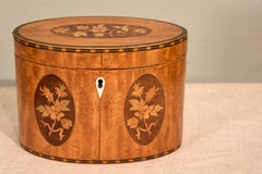 Late 18th century satinwood oval tea caddy