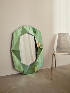 Diamond Large Mirror by Reflections Copenhagen, Emerald/Silver