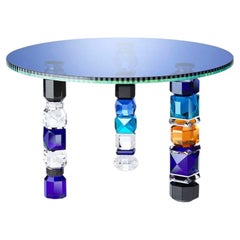 Detroit Table by Reflections Copenhagen, Blue Top & Variegated Legs