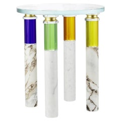 Como Pedestal by Reflections Copenhagen, Yellow, Amber, Green, Cobalt, Brass