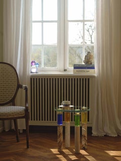 Como Pedestal by Reflections Copenhagen, Yellow, Amber, Green, Cobalt, Brass
