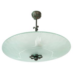 A 1930s Etched Glass Ceiling Light