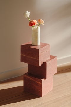 LITHO Sculptural Travertine Side Table