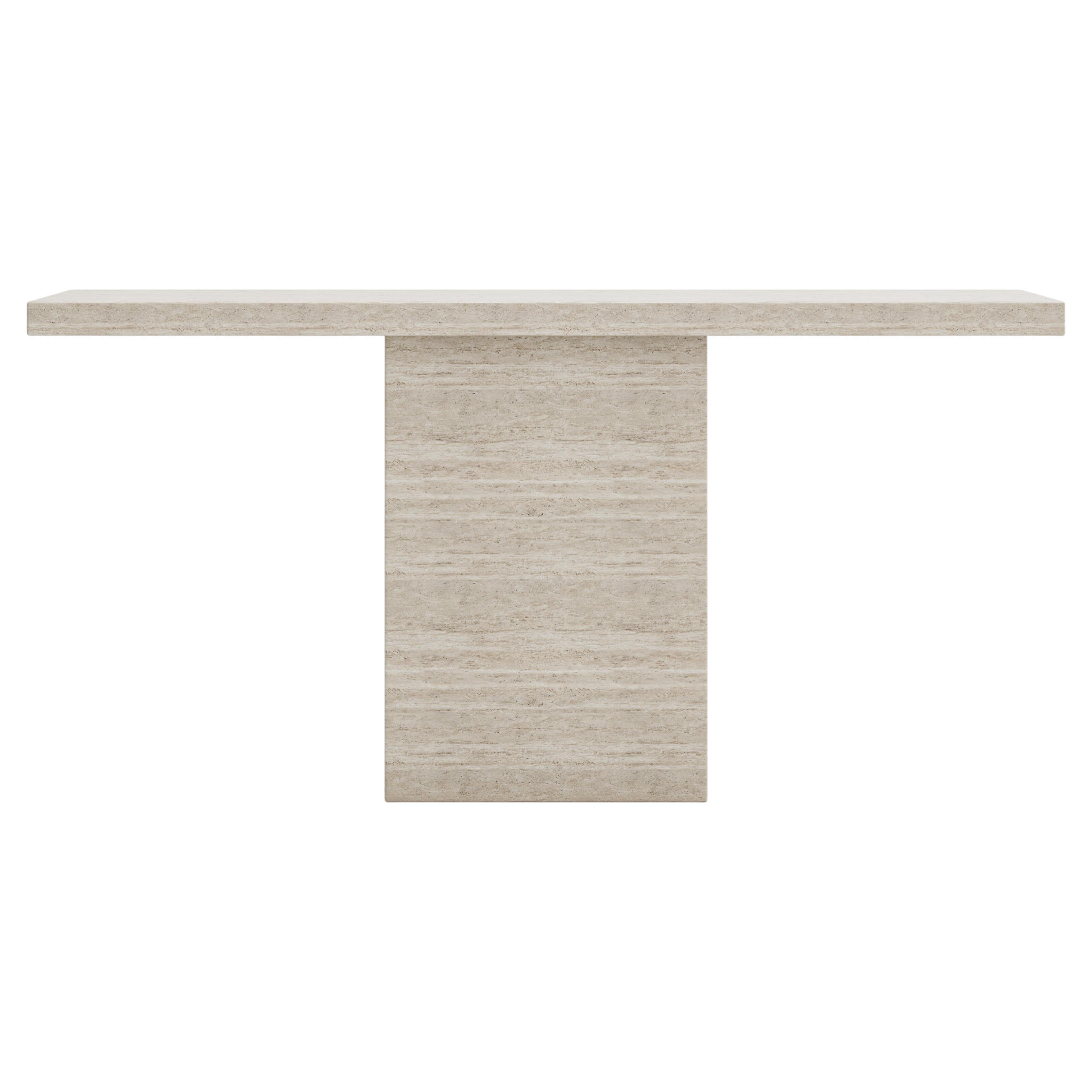 Laya Italian Travertine Monolith Console For Sale