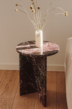Rosso Levanto Marble Sculptural Side Table