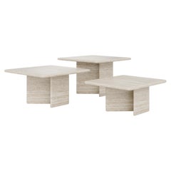VENI Italian Travertine Coffee Table Sculptural Set