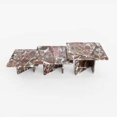 VENI Rosso Levanto Sculptural Coffee Table Set