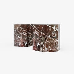 NAOS Hexagonal Rosso Levanto Marble Cube Side Table