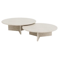 PAREA Round Travertine Coffee Table