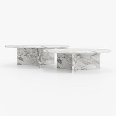 PAREA White Arabescato Marble Round Coffee Table