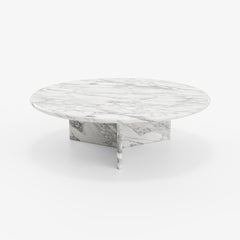 PAREA Round Arabescato White Marble Coffee Table