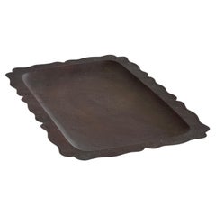 Casa Grison Large Hammered Copper Tray with Scalloped Edge, 1960s