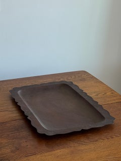 Casa Grison Large Hammered Copper Tray with Scalloped Edge, 1960s