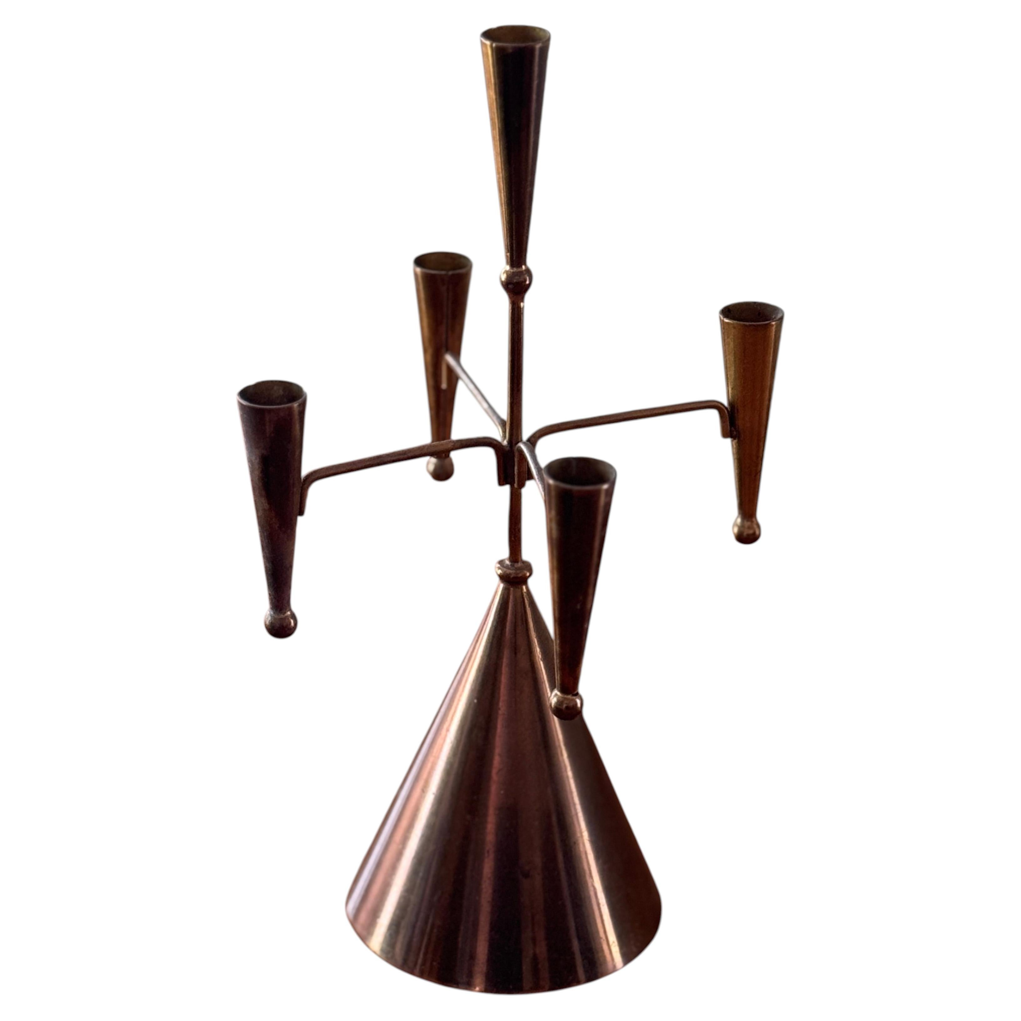 Ystad Metall Five-Arm Candelabra by Gunnar Ander, Sweden, Mid-20th Century For Sale