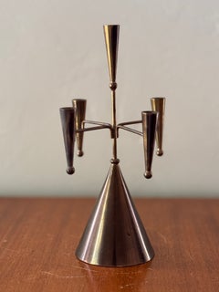 Ystad Metall Five-Arm Candelabra by Gunnar Ander, Sweden, Mid-20th Century
