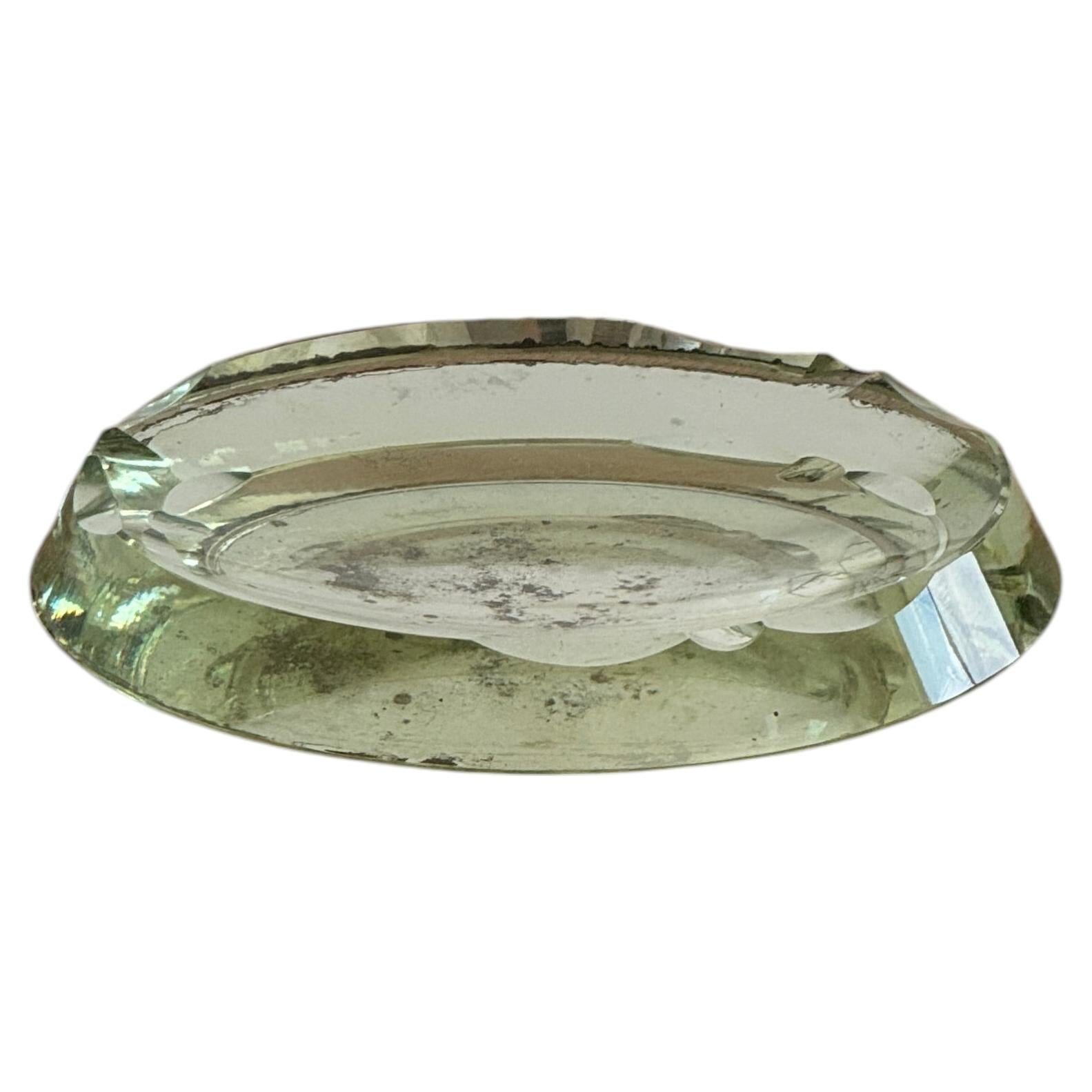 Large Mirrored Crystal Ashtray Attributed to Fontana Arte, Italy, 1960s For Sale