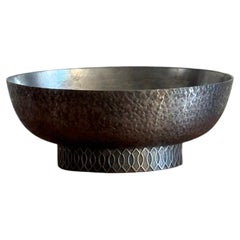 Ernst Svedbom Hammered Pewter Pedestal Bowl, Sweden, 1971