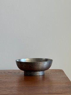 Ernst Svedbom Hammered Pewter Pedestal Bowl, Sweden, 1971