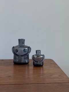 Coppia di portacandele figurativi in vetro di Erik Höglund per Boda, Svezia, anni '50