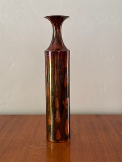 Jarrón de cobre patinado de Angelo Molignoni, Faenza, Italia, década de 1940